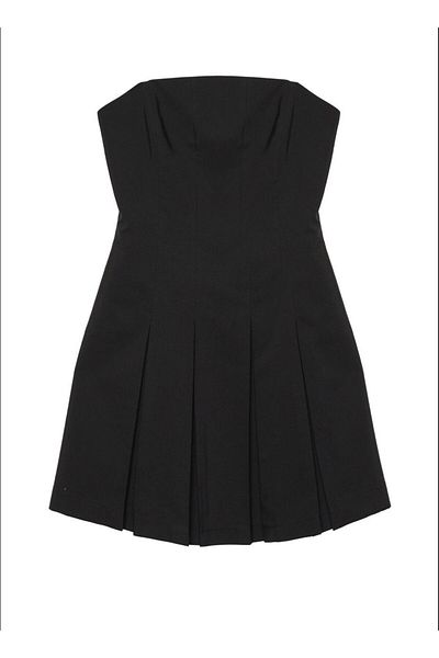 Quzu Rochie mini plisată fără bretele neagră