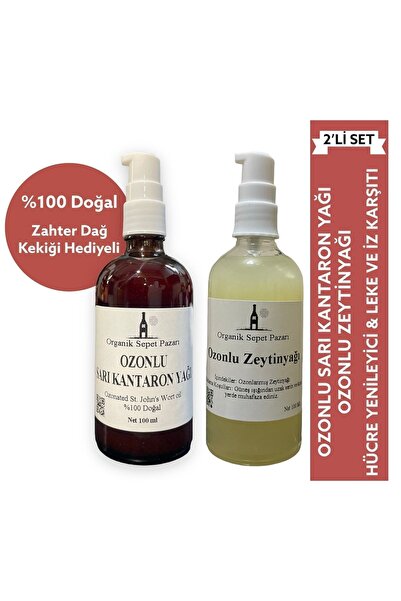 Organik Sepet Pazarı Ozonlu Sarı Kantaron Yağı 100 ml ve Ozonlu Zeytinyağı 10...