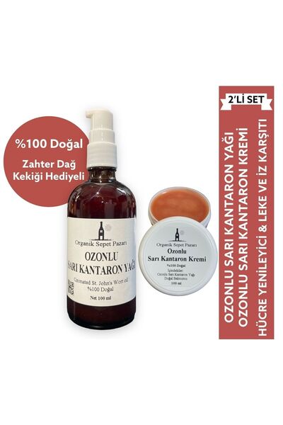 Organik Sepet Pazarı Ozonlu Sarı Kantaron Yağı 100 Ml Ve Ozonlu Sarı Kantaron Kremi 100 ml 2'li Set