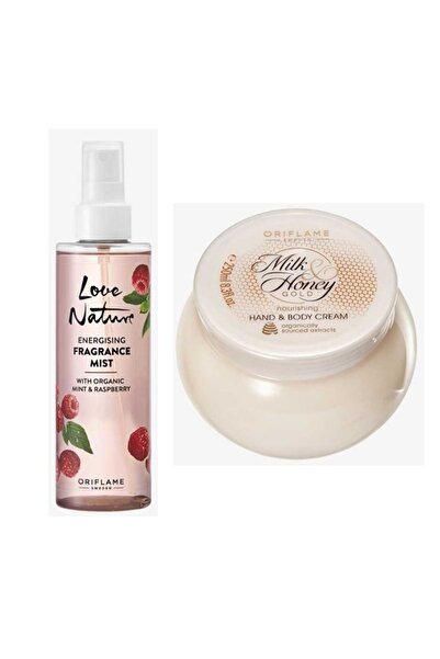 Oriflame Love Nature Organik Ahududu Parfüm Misti ve Milk&Honey Gold Besleyici El&Vücut Kremi