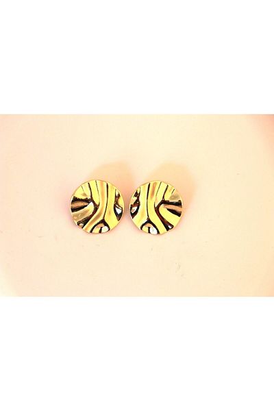 Ervalina Gold Color Round Earrings - Wavy