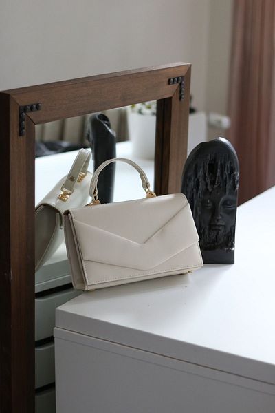 Moom Bag Γυναικεία Κρεμ τσάντα ώμου φακέλου με χερούλι