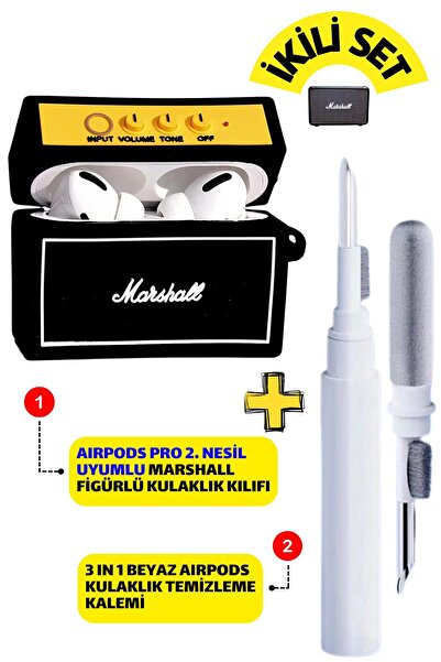 EWEC Pro 2. Nesil Uyumlu Hoparlör Figürlü Kulaklık Kılıfı ve Beyaz 3'ü 1 Arad...
