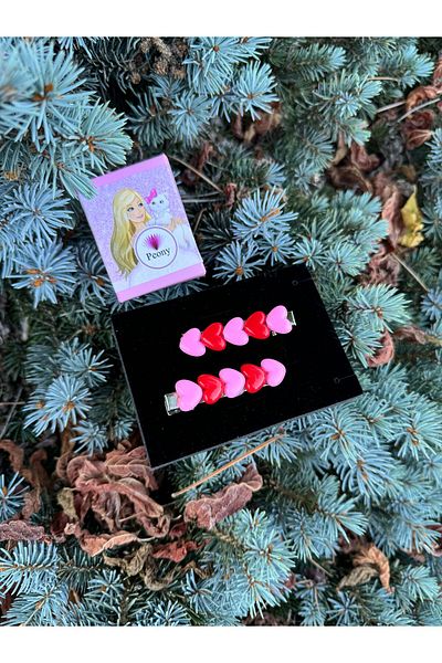 PEONY - peonyofficiall Red Pink - Trendy Hair Clip with Heart Clasp