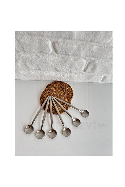 yeninesilevim 6'lı Paslanmaz Çelik (18/10) Uzun İnce Çay Latte Kaşığı