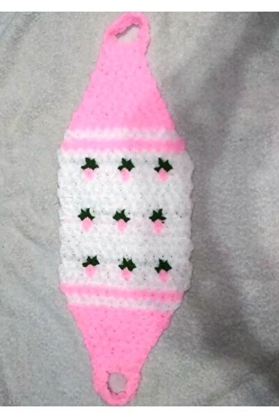 TülaysHandCraft منشفة حمام طويلة محبوكة يدويًا باللون الوردي