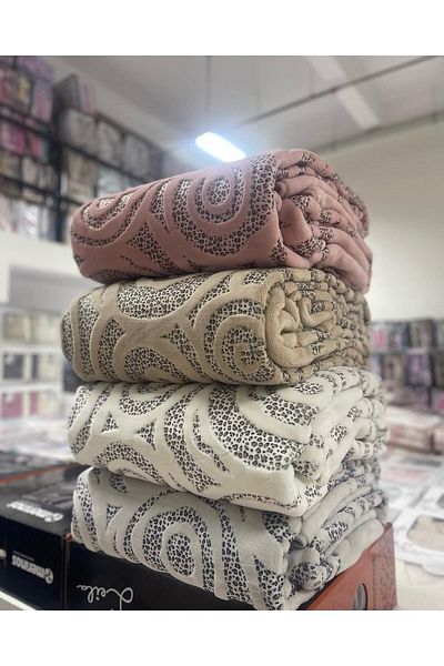 FERHAT HOME Leila Pink Merino Double Blanket