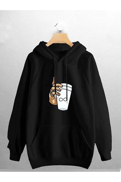 Massgai Oversize Hooded Sweatshirt - Printed and Infinite Glass Design