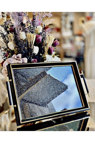 Sillage Home Siyah Simli Çay Tepsisi,çay Tepsisi,lüks Çay Tepsisi