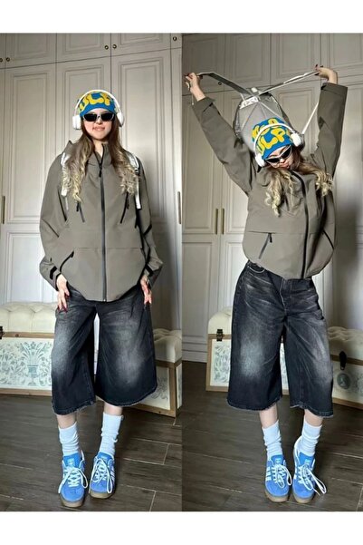 DEEFWEAR Y2K RECYCLED BAGGY POCKET STAR JEAN ŞORT BERMUDA