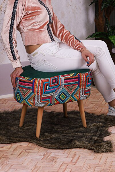 PufyHome DEFNE GÖKKUŞAĞI YEŞİL GÜRGEN AYAKLI ÇOK AMAÇLI RAHAT GENİŞ PUF KOLTUK