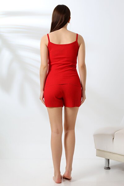 Flyboard Ribbed Red Rope Strap Shorts Set - 21789