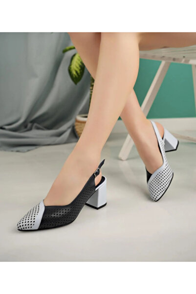 ELF SHOES Hakiki Deri Kadın Günlük Topuklu Ayakkabı Sandalet