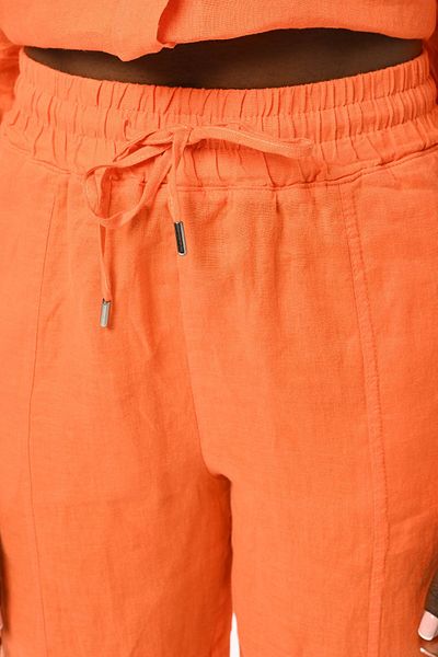 Orfeo Negro Women's - Straight Linen Pants, Comfortable Fit and Elastic Waist