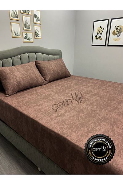 Çetinhome Fabric Fitted Sheet Set - Double and Oversized Shadow Chocolate