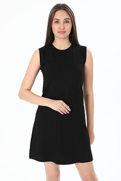 Pinkapple Rochie lejeră, neagră, elegantă, de damă, tricotată din bumbac piep...