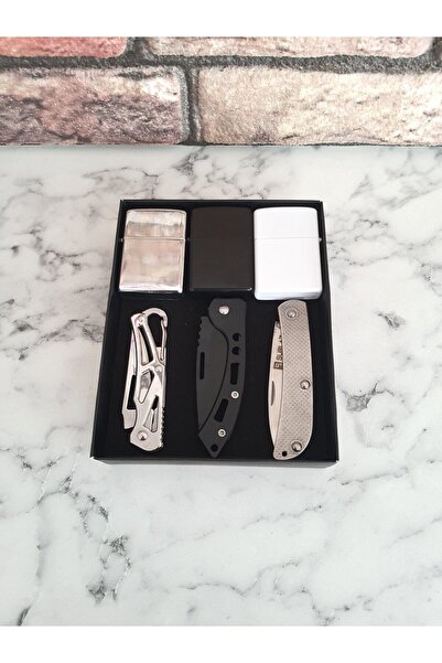 SürLaz 6 Parça Çakı ve Çakmak Koleksiyon Hediye Seti Paslanmaz 3 Çelik Çakı 3...