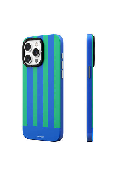 Youngkit iPhone 15 Pro Uyumlu Kılıf Magsafe Şarj Özellikli Youngkit Striped P...