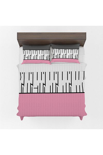 yok yok evim eve dair her şey Pink Double Piano - Pique and Pillow Case Set