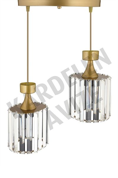 SONSUZ AYDINLATMA&AVİZE 2-Piece Antique - Pendant Lamp Crystal and Stone Detailed Luxury Chandelier Facing