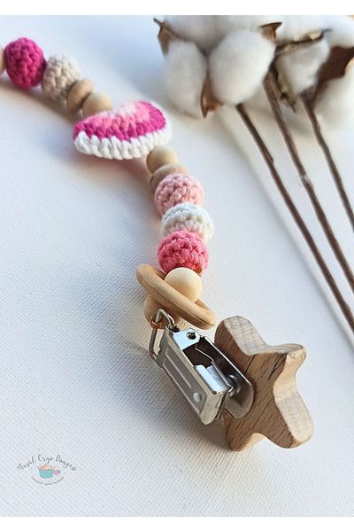 Masal Örgü Dünyası Pink Dreams Themed Pacifier Chain/Hanger