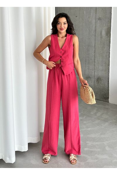 Laluvia Set aus Weste und Hose aus 100 % Baumwollleinen - Cherry Lavin