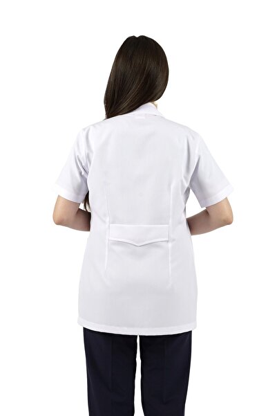 SEZA TEKSTİL Cămașă Guler Mânecă Scurtă Halat Alb Femei Doctor Profesor Asistentă Halat de Laborator