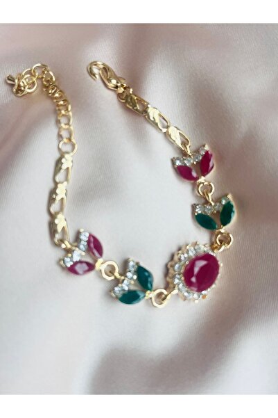 COCOSH TAKI سوار أصلي ذهبي اللون روبي أحمر زمردي أخضر اللون مرصع بالأحجار