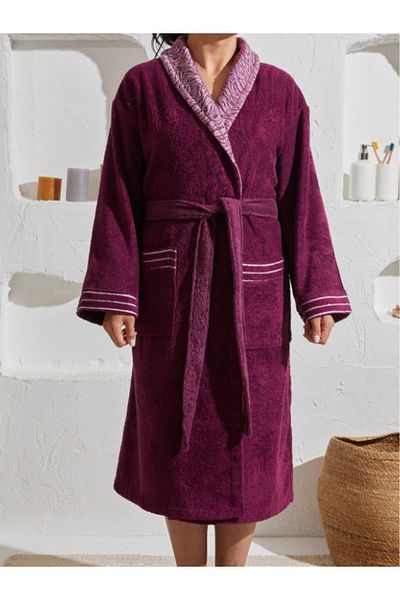 Homelover Halat de baie Shalyaka pentru femei, 100% bumbac, violet, design special