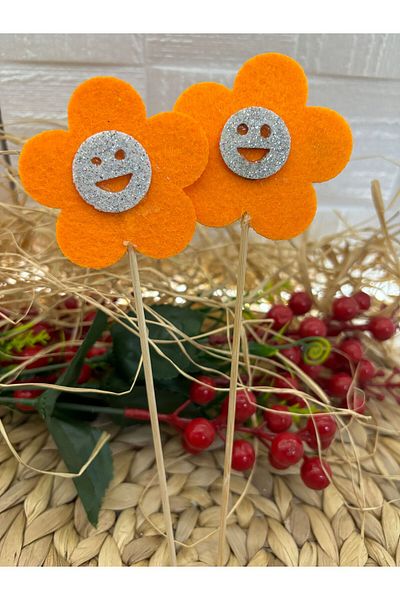 Deniz Party Store 19 Cm Orange Syllable Daisy - Long Toothpick, 10 Pieces