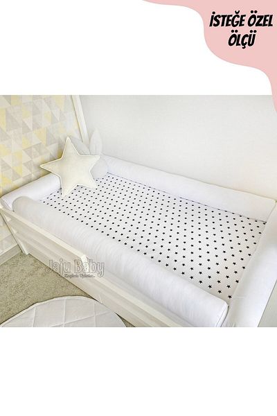 Jaju Baby White Montessori Bed Barrier 100x200 Crib Edge Protection Custom Size