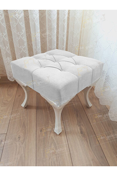 aldagelsin Kapitoneli Makyaj Pufu Ayak Ucu Puf Beyaz Ayak (45*45)