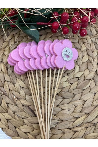 Deniz Party Store PEMPE Long Toothpick Felt Daisy - 19 Cm 10 Pieces