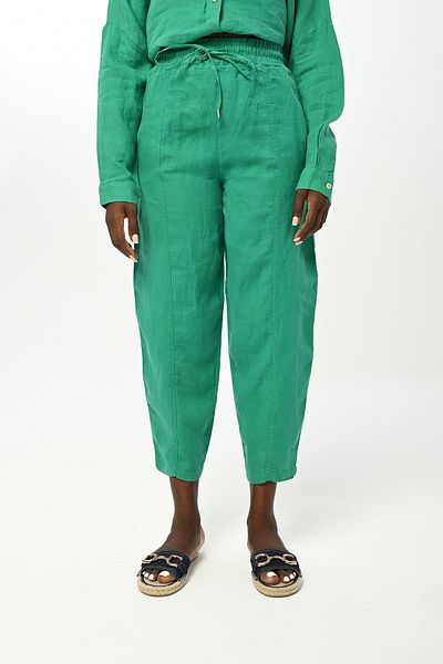 Orfeo Negro Women's - Straight Linen Pants, Comfortable Fit and Elastic Waist