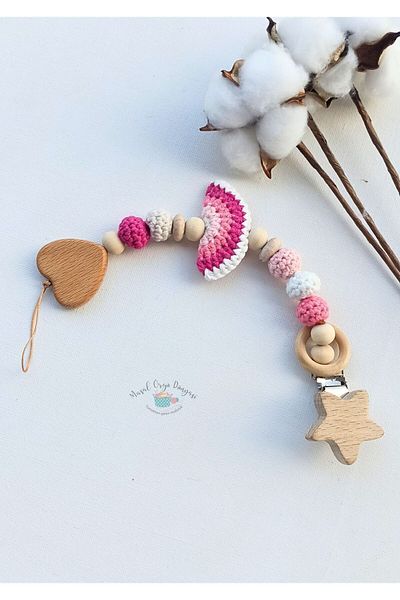 Masal Örgü Dünyası Pink Dreams Themed Pacifier Chain/Hanger