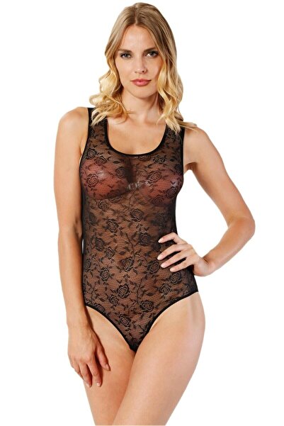 ÖZKAN underwear Özkan 23982 Body de damă cu bretele groase, dantelă în față ș...