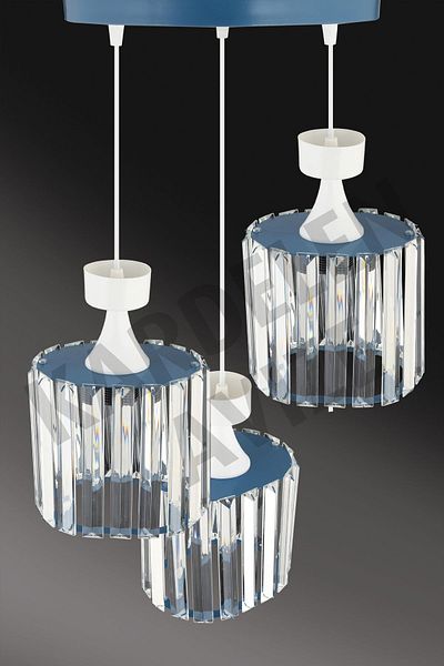 SONSUZ AYDINLATMA&AVİZE Snowdrop Blue 3-Piece Pendant Lamp Crystal Stone Downward Facing Luxury Chandelier