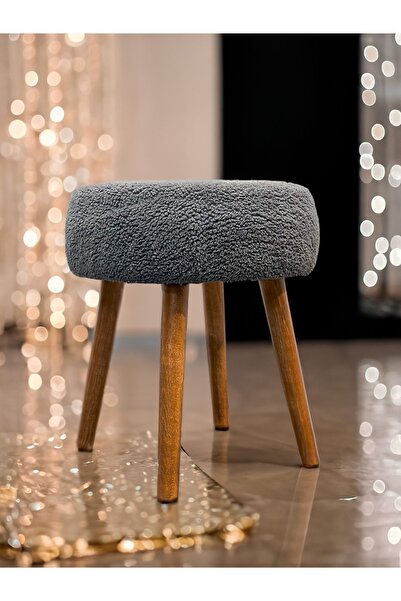 Kare V Üçgen Ev Konforunu Yükselten  Ahşap Ayaklı Çok Amaçlı Silindir Puf Kol...