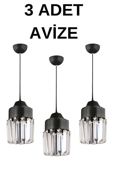 SONSUZ AYDINLATMA&AVİZE 3 Pieces Black Single Pendant Lamp Nairobi - Luxury Chandelier