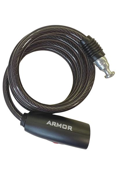 Armor Self Coilik Bicycle Lock with Vinyl Coated Knitted Steel Key Black (120cm-8mm)