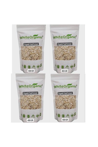 White Organic 400 gr Organic Oatmeal - 4 Pieces of Stone Mill, Domestic Oat Over 8 Months
