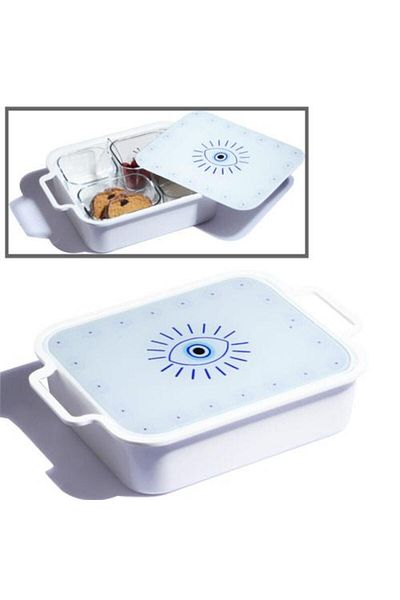 Kosova KHV-140 Melamine Glass Breakfast Evil Eye - Set of 4