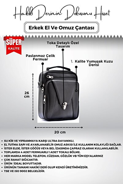 CüzCan Чоловіча сумка через плече - Чорна натуральна шкіра