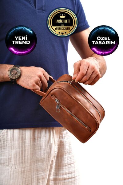 CüzCan Jacks Taba Hakiki Deri El Tutmalı Günlük-Seyahat-Spor-Traş Çantası