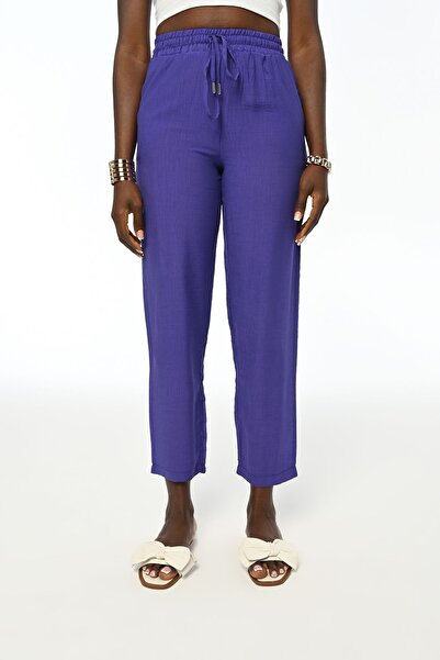 Orfeo Negro بنطلون نسائي بخصر مطاطي بقصة مستقيمة وقصة مريحة