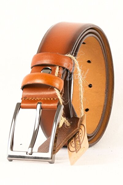 Parscraft Γνήσια ανδρική δερμάτινη ζώνη 3,5 cm Tan Classic υφασμάτινη ζώνη πα...