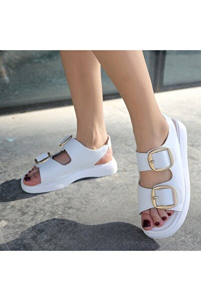Moka Shopin White Double Buckle Waria Sandals