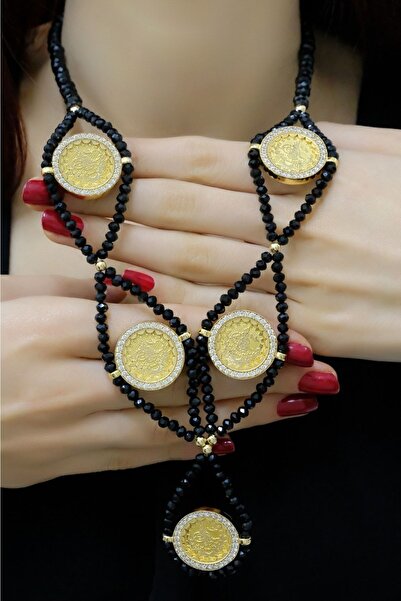 aytekgold Beşi Bir Yerde Safir Taşlı Reşat Tuğralı Kolye