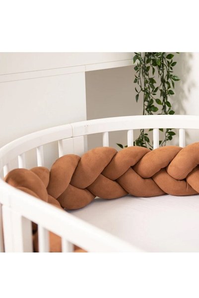 Jaju Baby Kahve Renk 90x190 3 Örgü Koruma Montessori/beşik Yatak Koruyucu Öze...