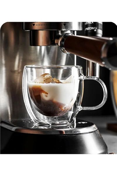 TREND 250 ml Thermal Insulated Double Glass and Double Wall Glass Mug - Home Office Cup